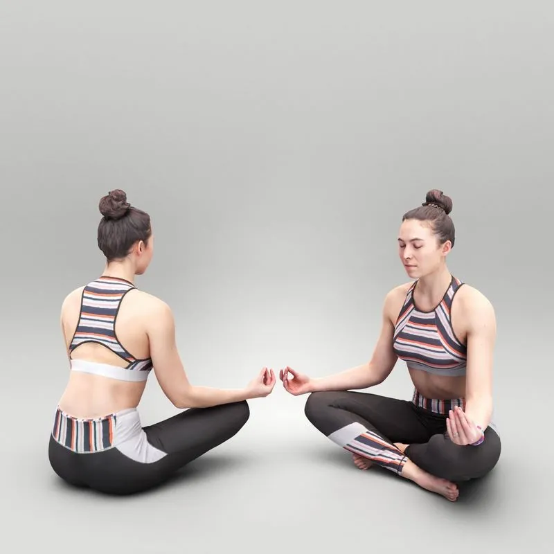 PBR Game 3D Models - Woman in lotus pose 429