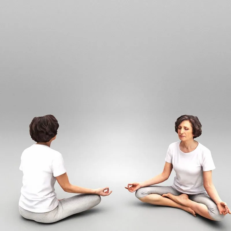 PBR Game 3D Models - Woman in lotus position meditating 440