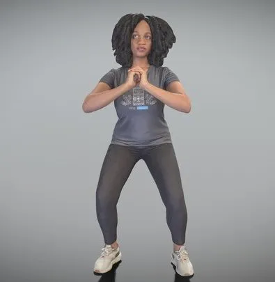 PBR Game 3D Models - Woman In Sportswear Doing Exercise 273