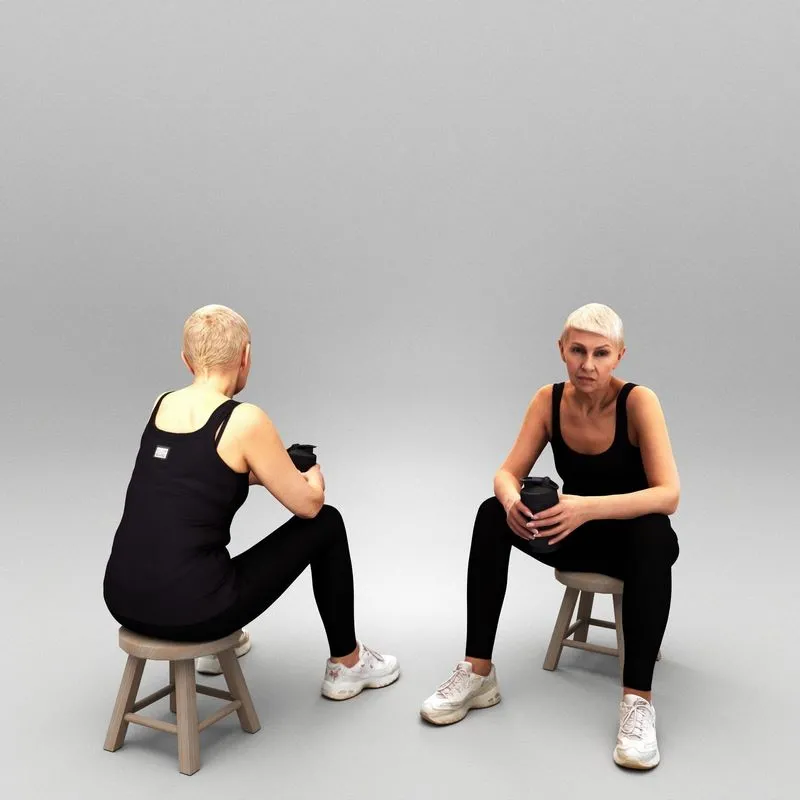 PBR Game 3D Models - Woman in sportswear holding water bottle 430