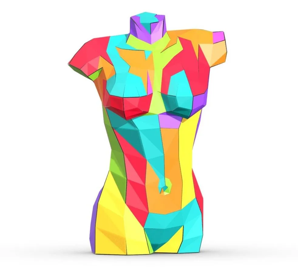 PBR Game 3D Models - Woman Torso Foldables Papercraft Pattern
