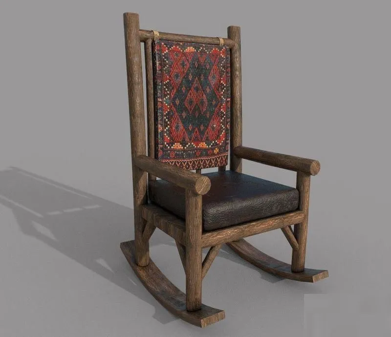 PBR Game 3D Models - Wooden Ancient Chair
