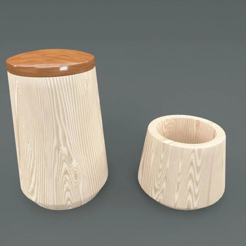 PBR Game 3D Models - Wooden Bath Accessories