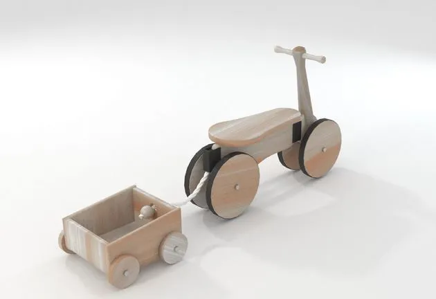 PBR Game 3D Models - Wooden Bicycle Toy