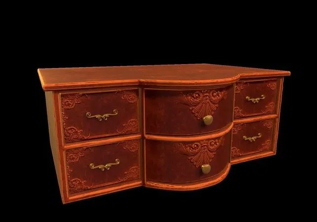 PBR Game 3D Models - Wooden Dresser