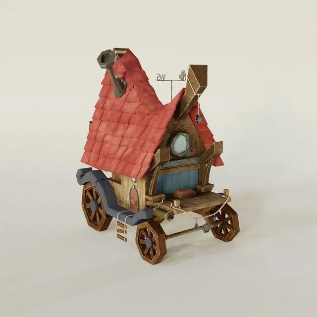 PBR Game 3D Models - Wooden witch hut