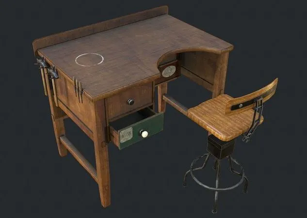 PBR Game 3D Models - Workbench Table