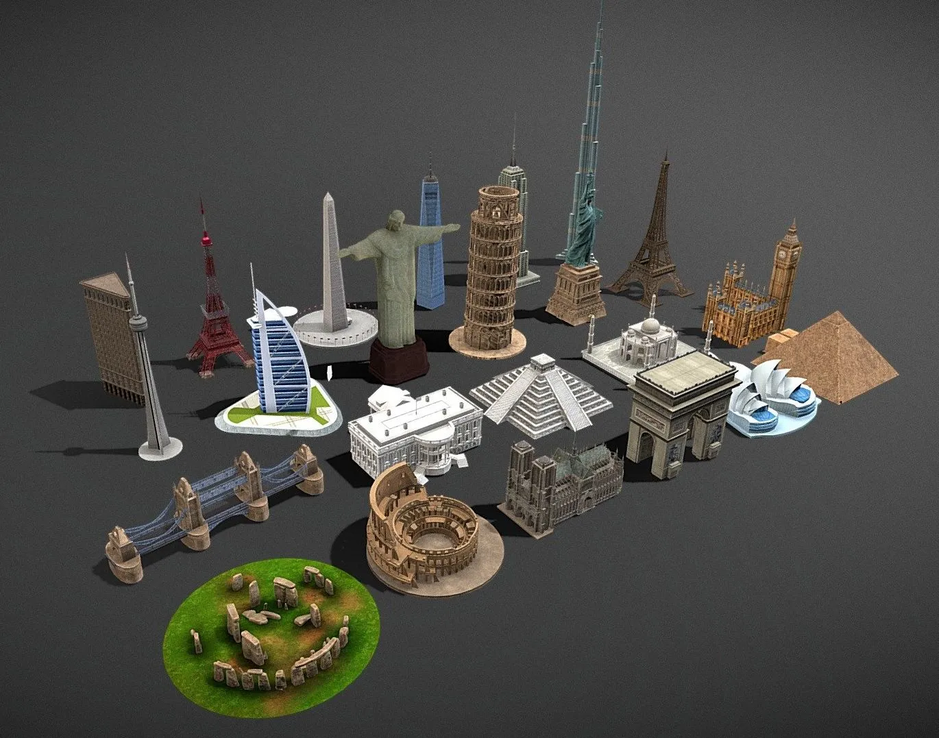 PBR Game 3D Models - World Famous Landmarks