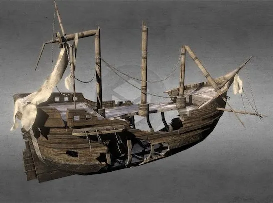 PBR Game 3D Models - Wrecked Sunken Sailing Ship