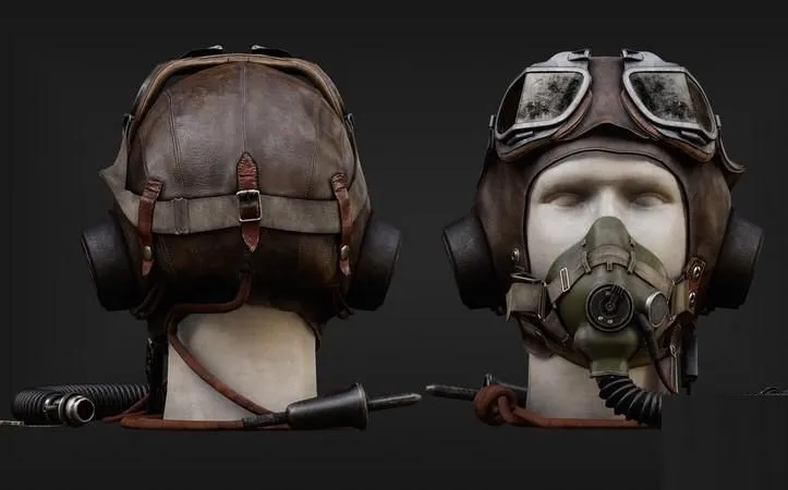PBR Game 3D Models - WW2 Pilot Helmet