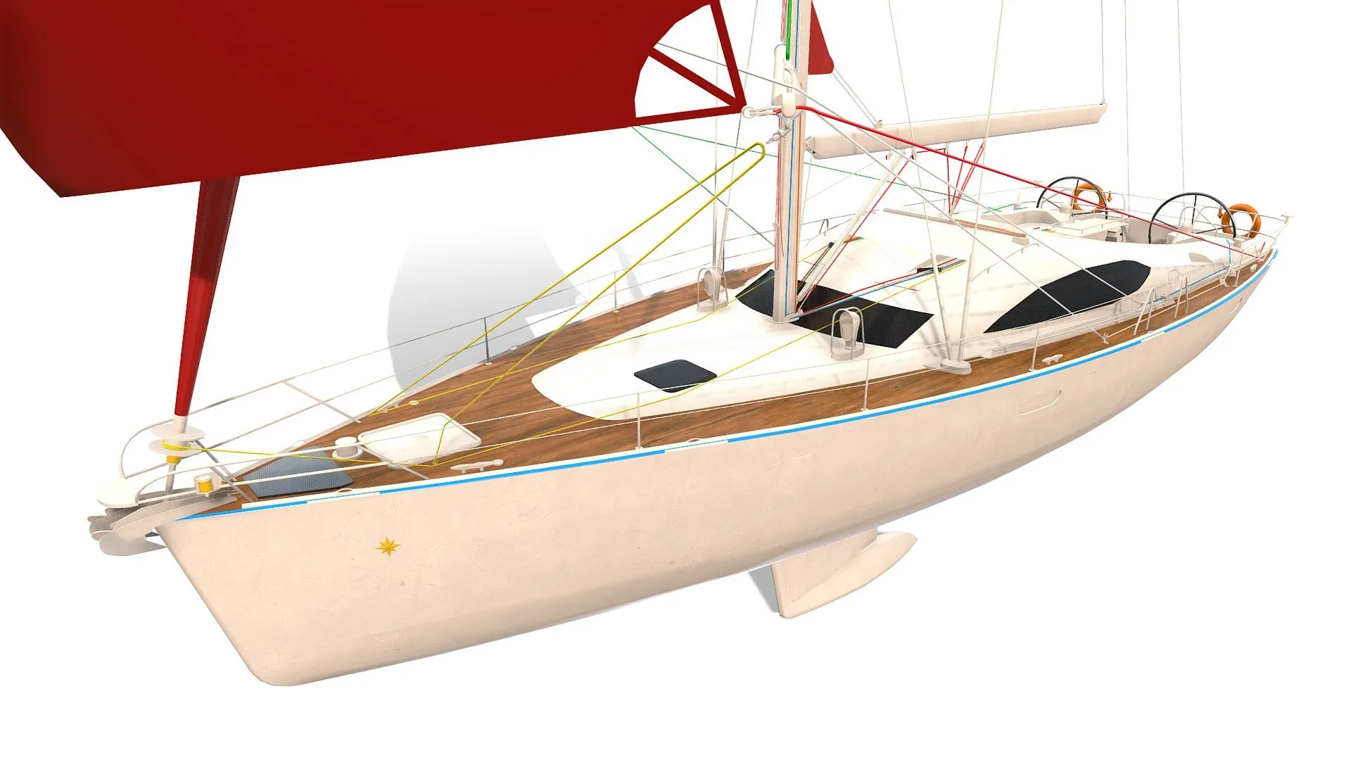 PBR Game 3D Models - Yacht Sail Sailing Boat
