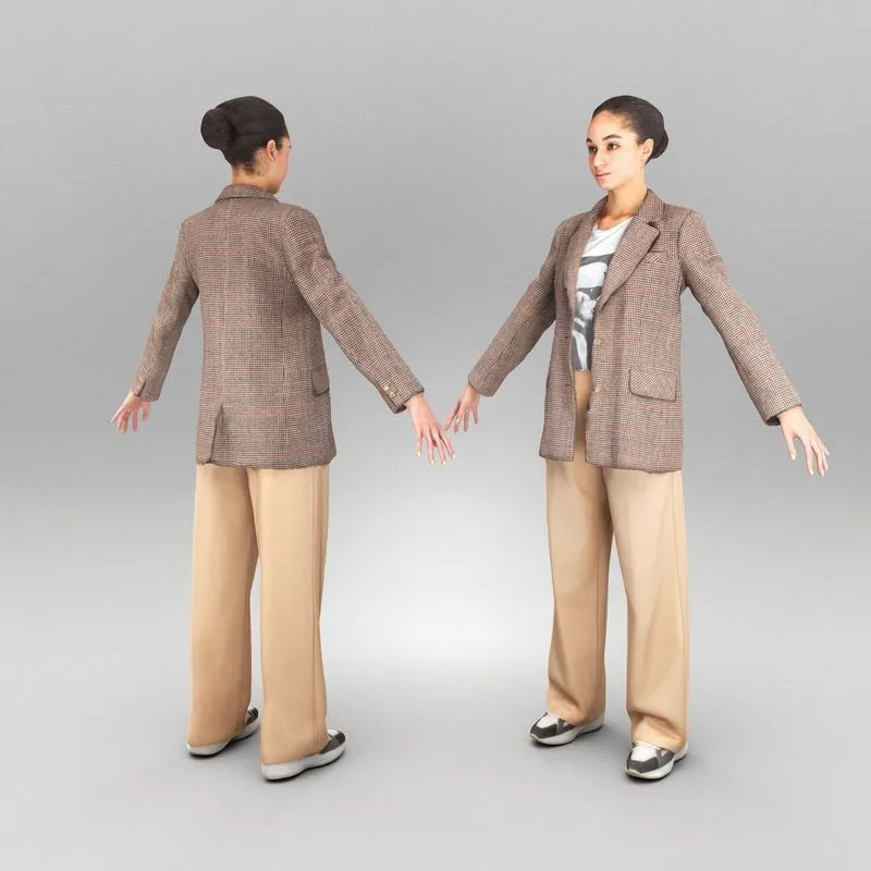 PBR Game 3D Models - Young elegant woman ready for animation 452