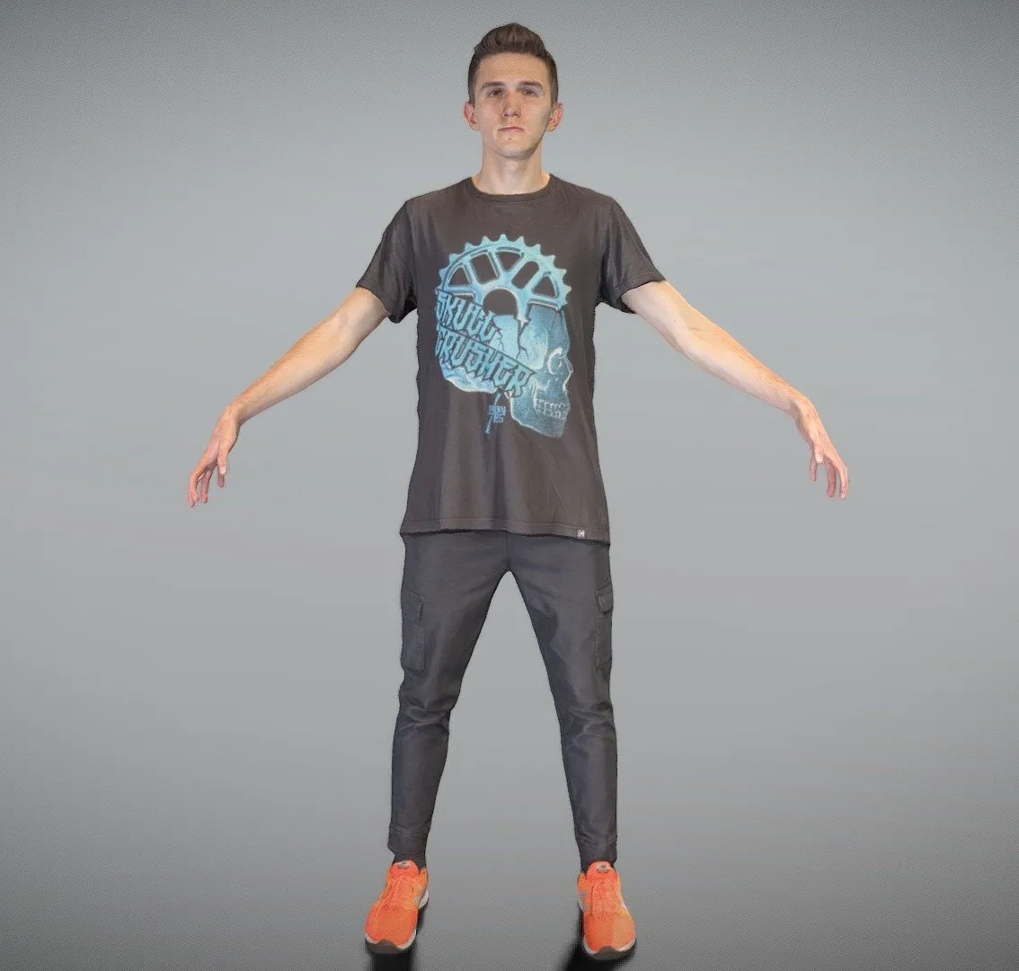 PBR Game 3D Models - Young Man In Black Ready For Animation 147