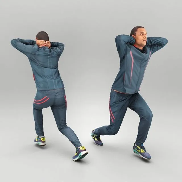 PBR Game 3D Models - Young man in sportswear doing exercise 375