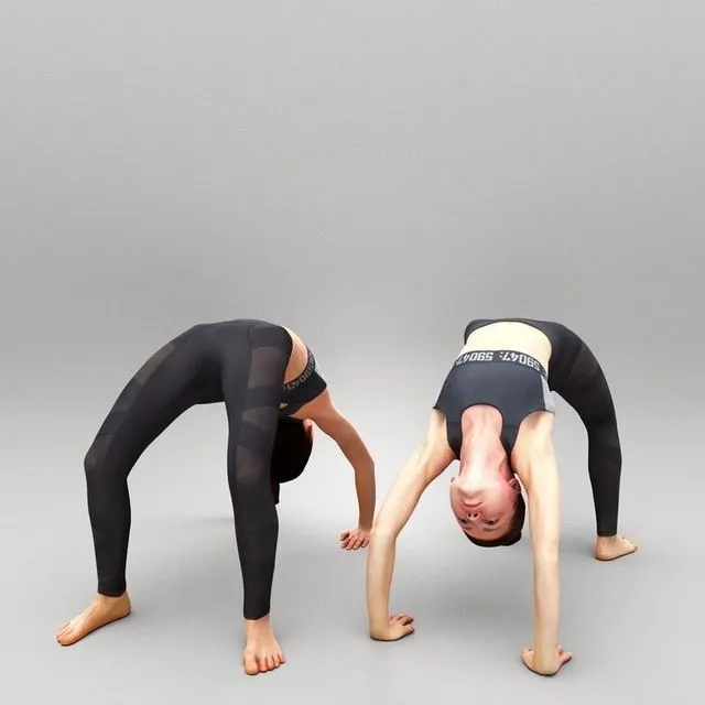 PBR Game 3D Models - Young sports woman doing bridge exercise 448