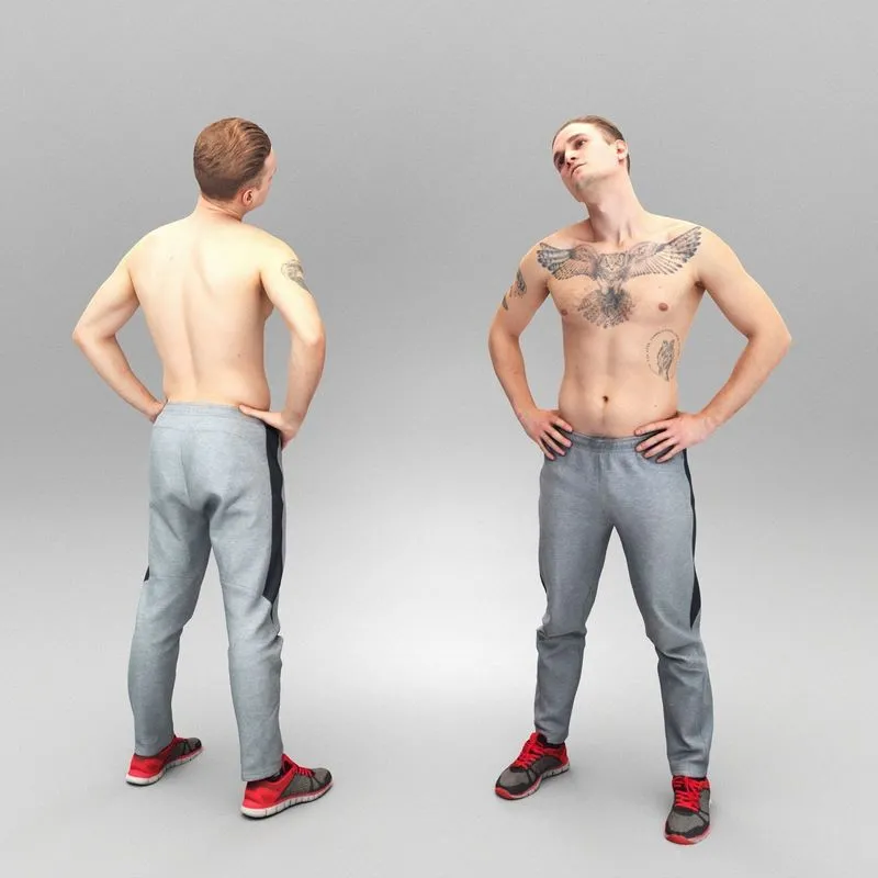 PBR Game 3D Models - Young sporty man doing workout 404