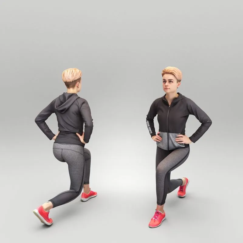 PBR Game 3D Models - Young woman doing workout 432