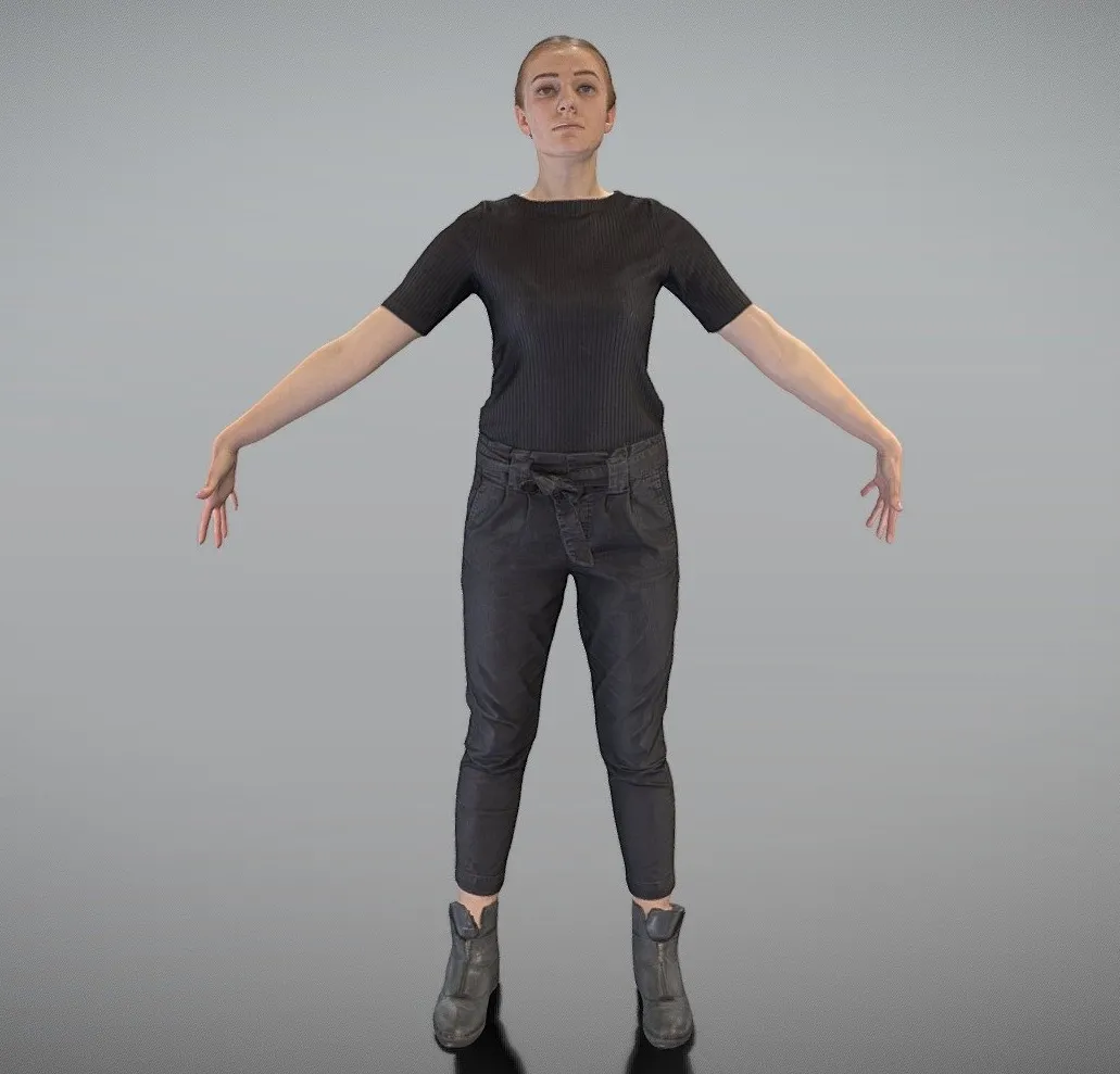 PBR Game 3D Models - Young Woman In Casual Ready For Animation 445