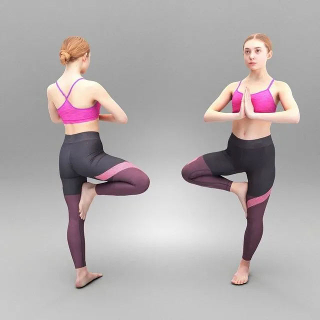 PBR Game 3D Models - Young woman practicing yoga 351