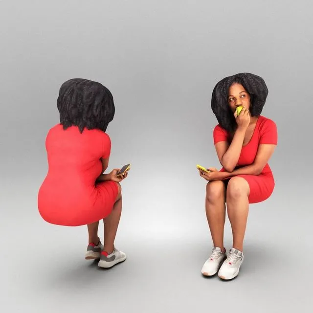 PBR Game 3D Models - Young woman with apple 338