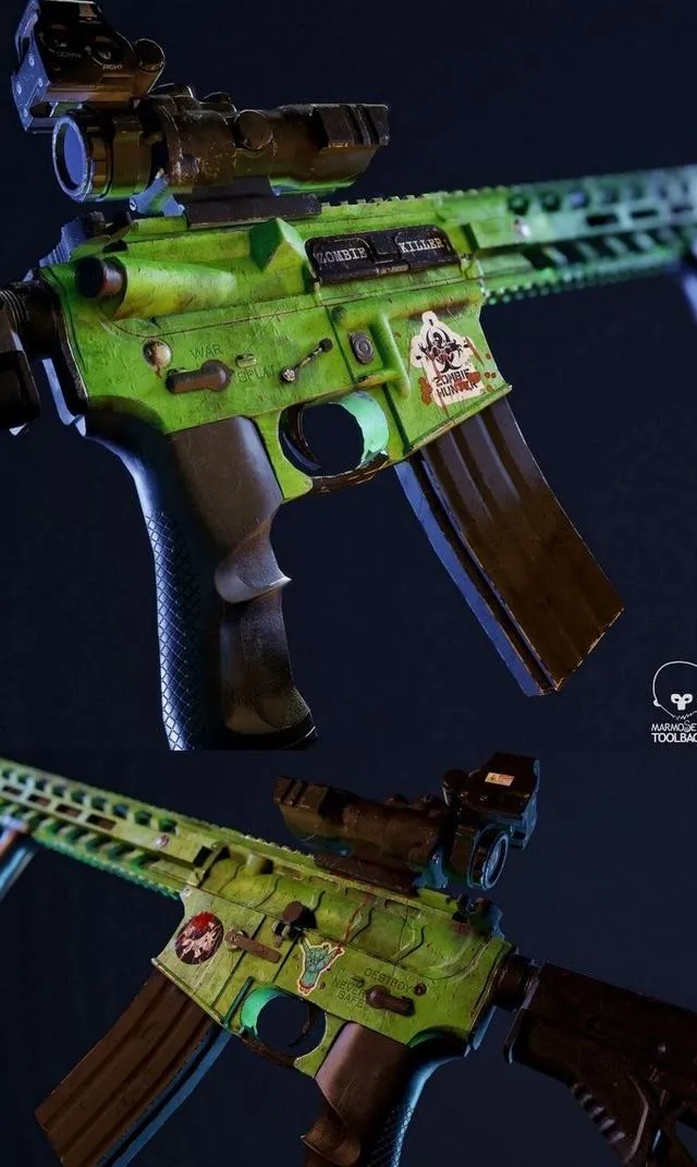 PBR Game 3D Models - Zombie Slayer Assault Rifle