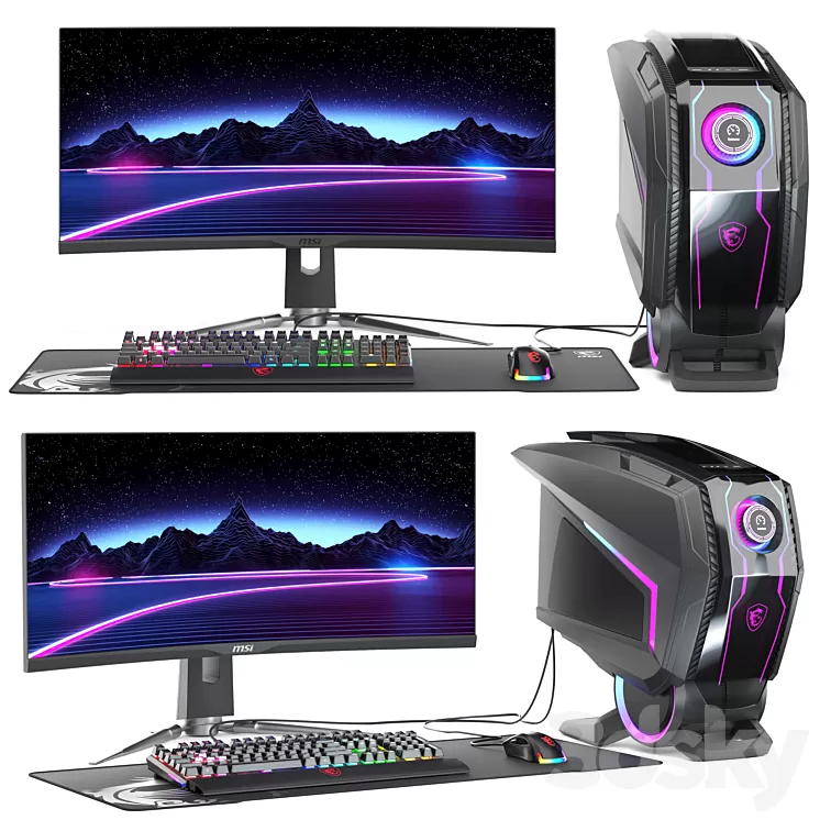 PC Gamer Set 3 3D Model Free Download