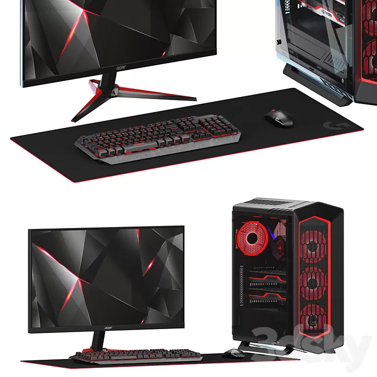 PC Gamer Set 3D Model