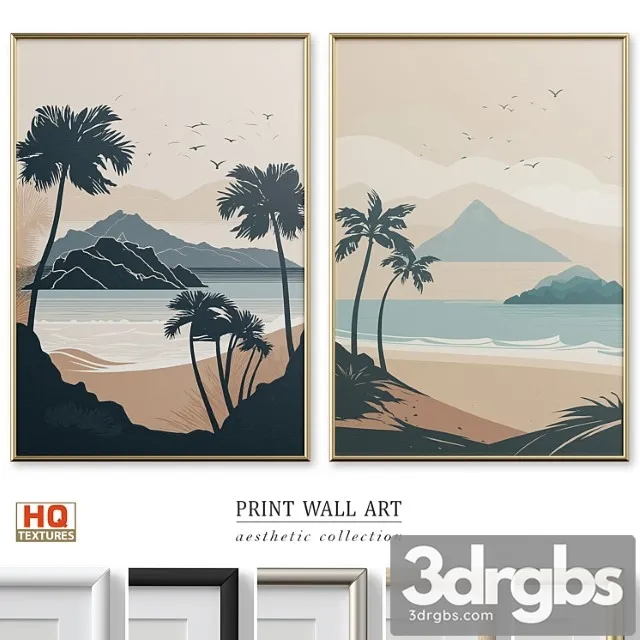 Peaceful Beach Travel Poster Wall Art P 642 3D Model Free