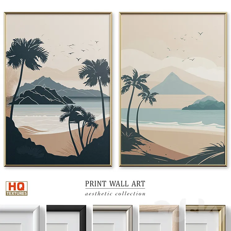 Peaceful Beach Travel Poster Wall Art P-642 3D Model Free
