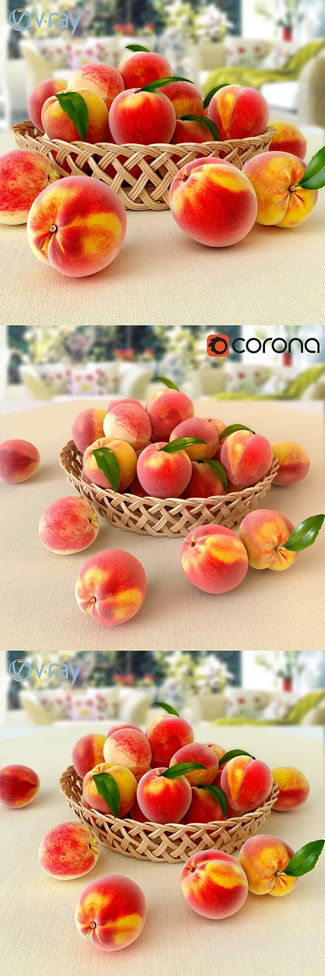 Peaches in a wicker basket Free Download
