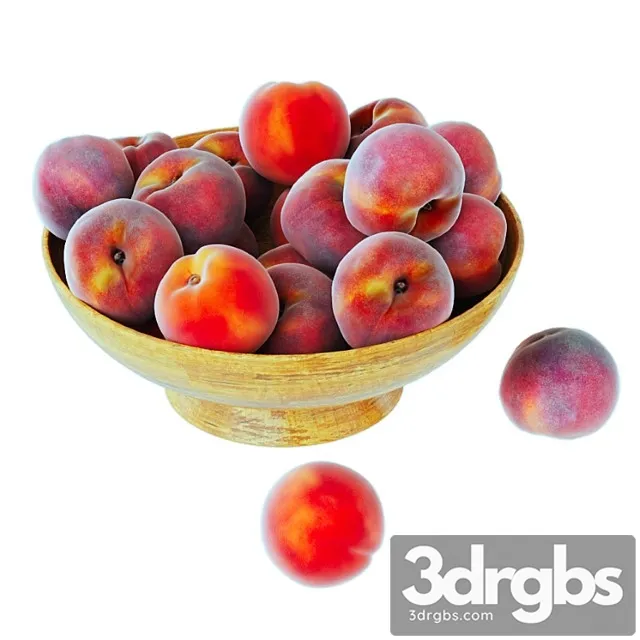Peaches in a wooden vase 3D Model Free