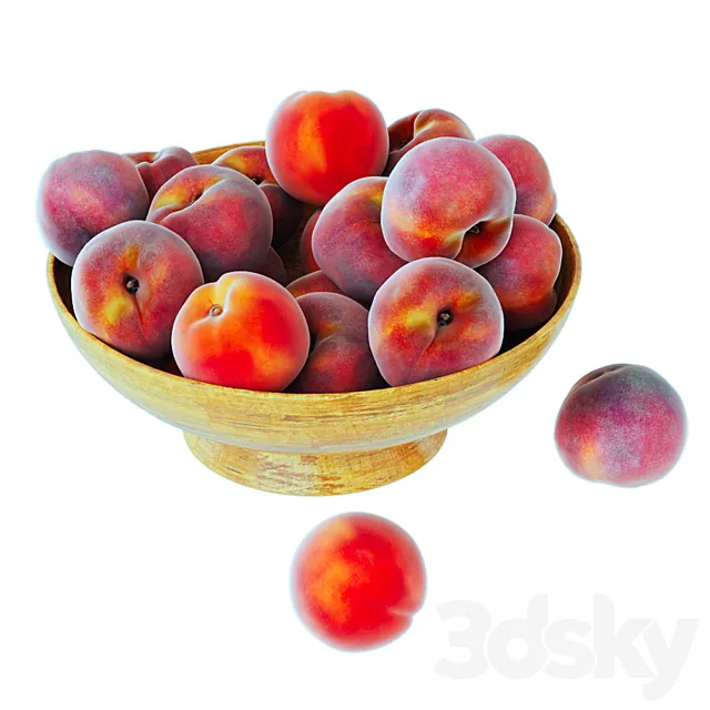 Peaches in a Wooden Vase 3D Model