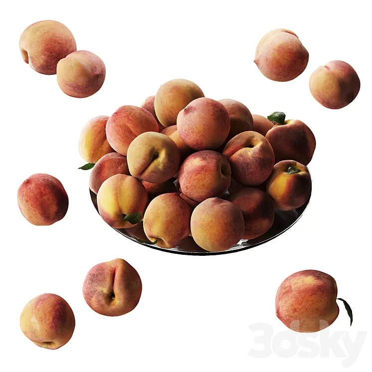 Peaches on a plate 3D Model