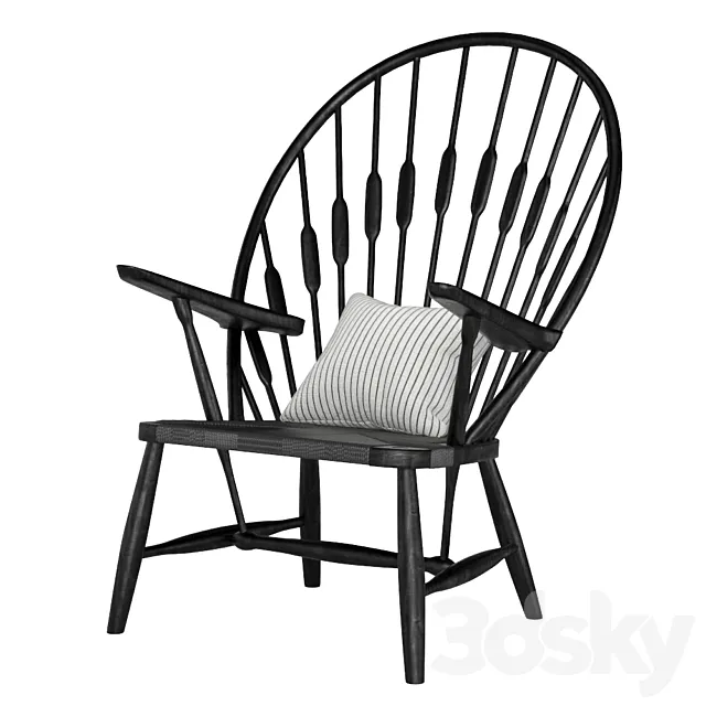 Peacock Lounge Chair PP550 Black 3D Model