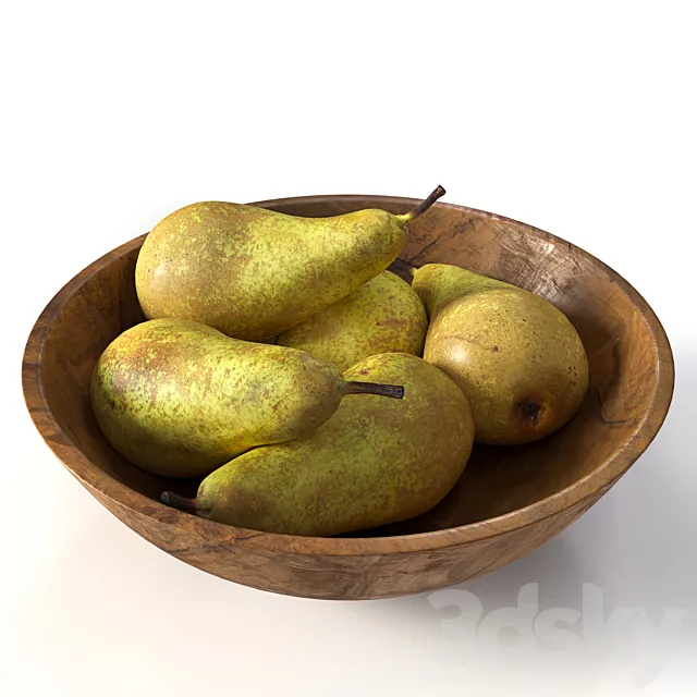 pears  in a wooden bowl 3DModel