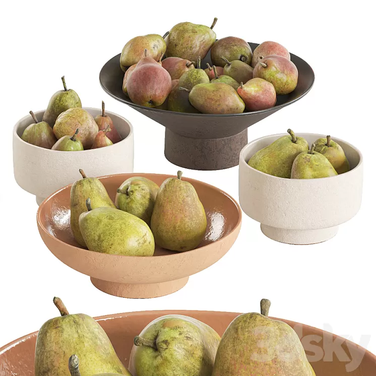 Pears in bowls 3D Model