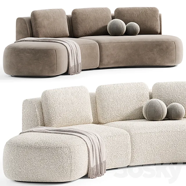 Pebble Boucle Curved Modular Sofa by deluxdeco Free Download