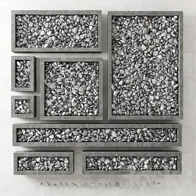 Pebble form _ Pebble in square shapes 3D Model
