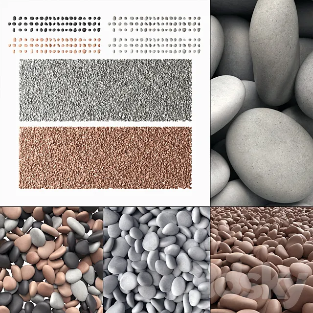 Pebble river low n11 _ Small river pebble №11 3D Model