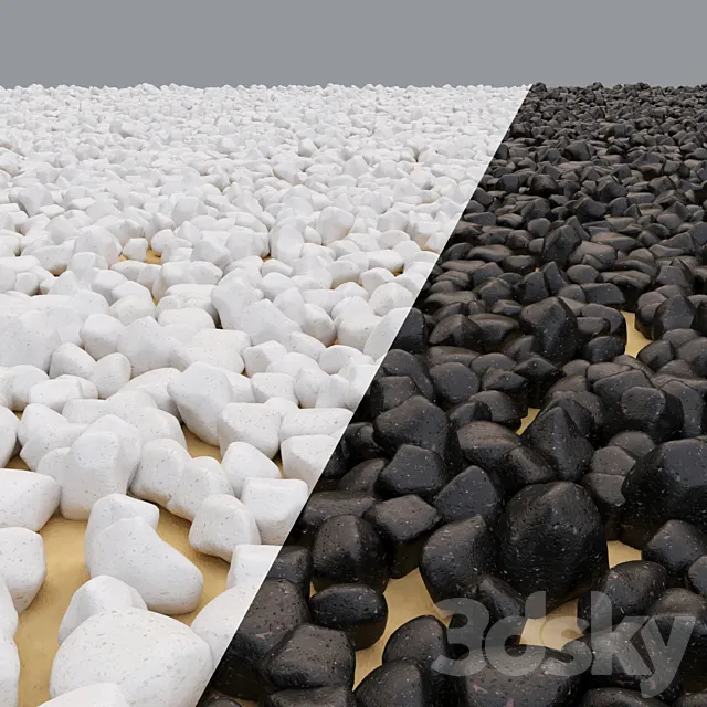 Pebble stone in the sand 3D Model