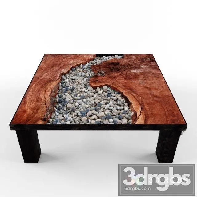 Pebble Wood Table 3D Model Free