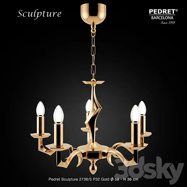 Pedret Sculpture 2736_5 P32 Gold 3D Model
