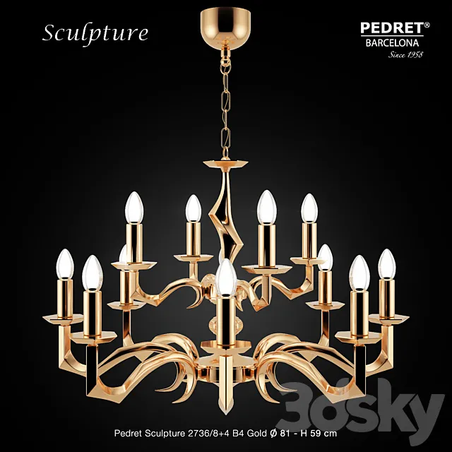 Pedret Sculpture 2736_8 + 4 B4 Gold 3D Model