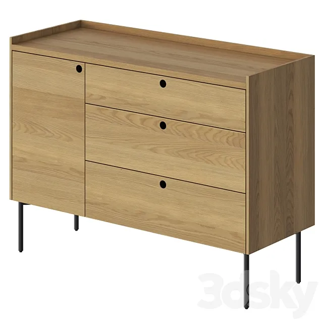 Peek 1 Door 3 Drawer Credenza 3D Model