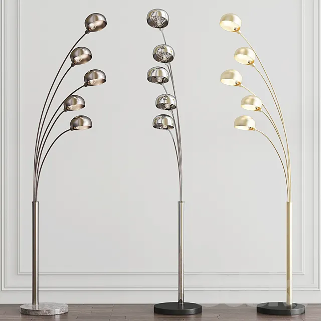 Penbrook Chrome & White Arc Floor Lamp by ELK Home 3DModel