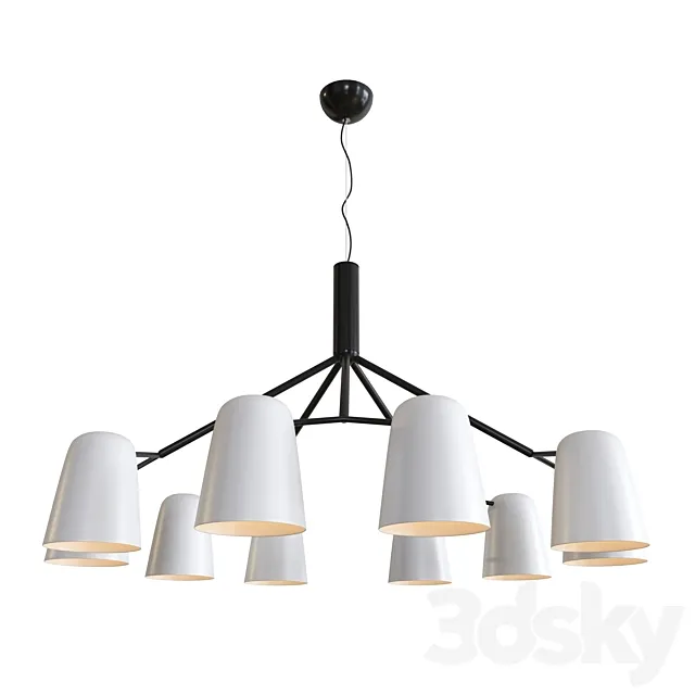 Pendant chandelier Crystal Lux ENRIQUE SP10 BLACK _ WHITE 3D Model
