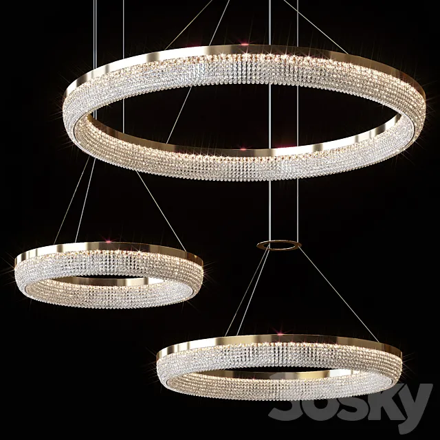 Pendant chandeliers CARMEN ONE by Lampatron ⌀ 45cm ⌀ 60cm ⌀ 80cm 3D Model