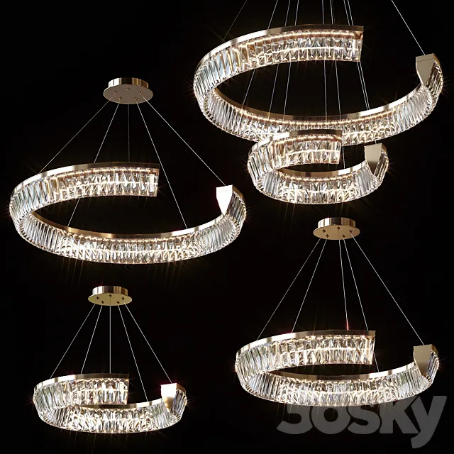 Pendant chandeliers CHRISTENCE by lampatron ⌀ 45cm ⌀ 52cm ⌀ 65cm ⌀ 80cm ⌀ 80cm + ⌀ 45cm 3D Model