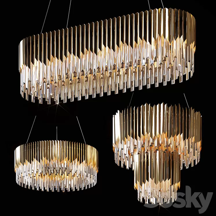 Pendant chandeliers Delamp Facet Crystal 3D Model