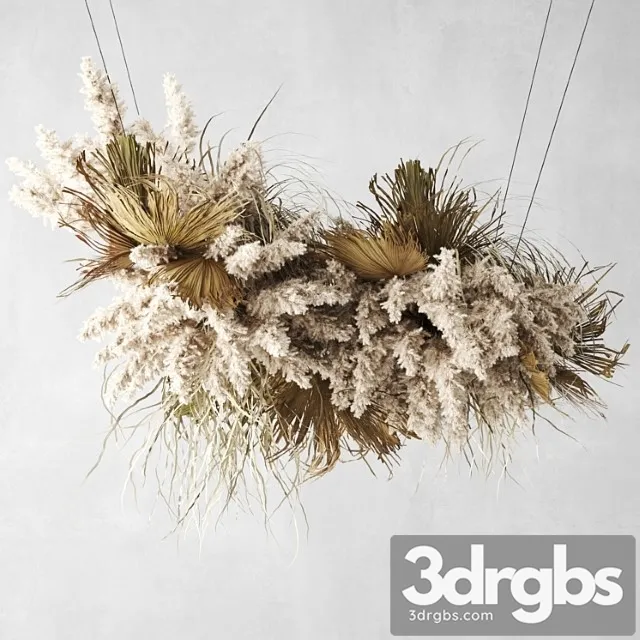 Pendant decor of pampas grass and dried palm leaves 3D Model Free
